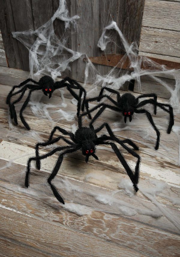 Pack of 3 Black Spiders Prop