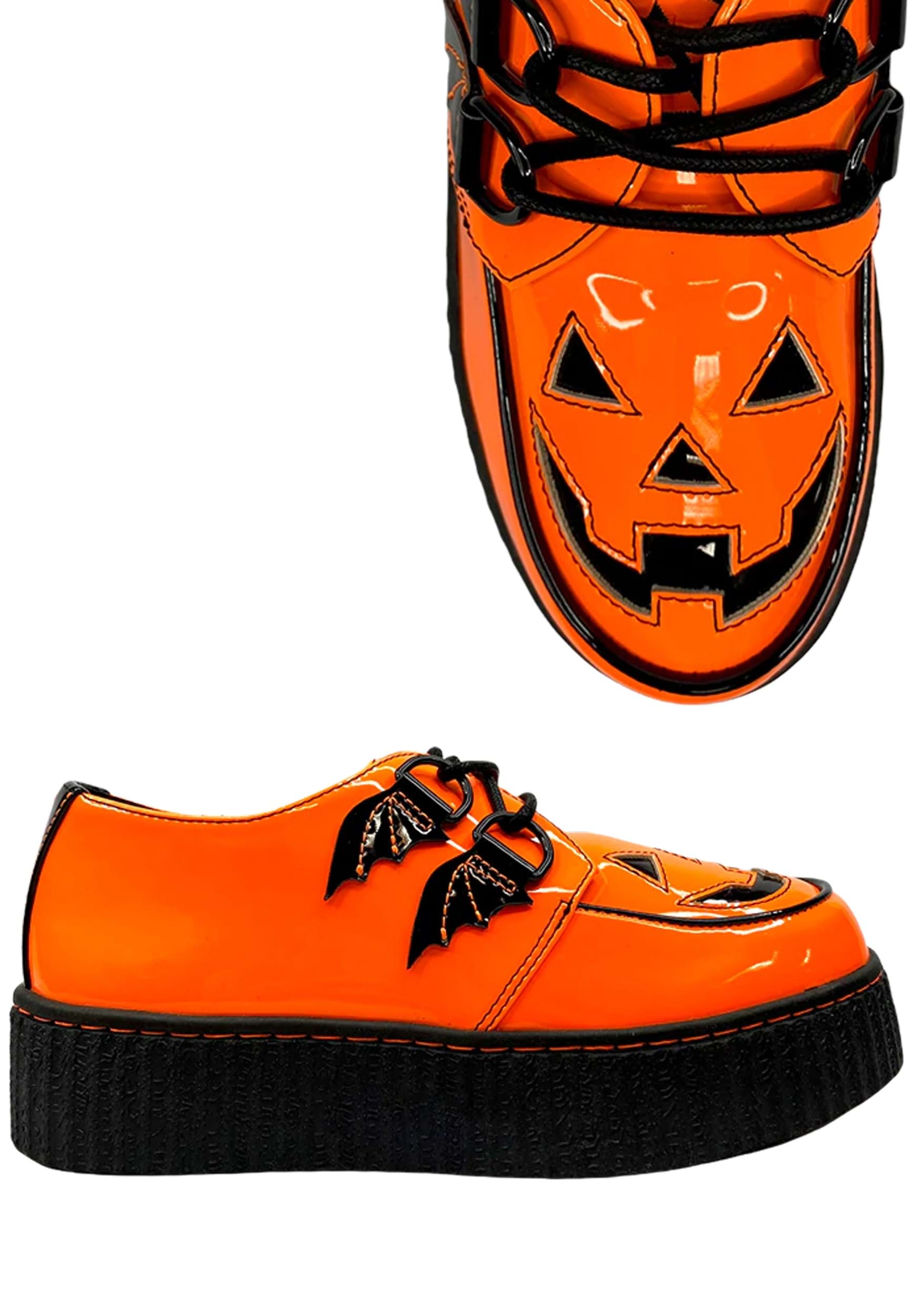 Patent Orange Jack O’ Lantern Creeper Shoes