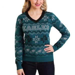 Philadelphia Eagles Womens Light Up V-Neck Bluetooth Sweater