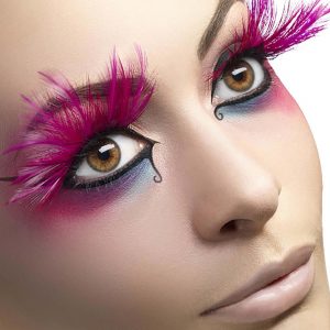 Pink Feather Eyelashes with Glue