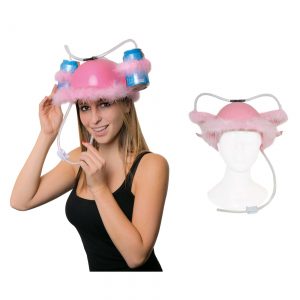 Pink Feather Trimmed Drinking Hat