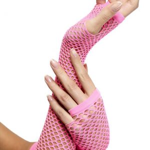 Pink Fingerless Fishnet Gloves