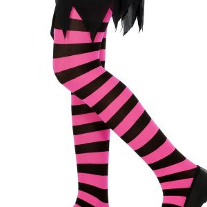 Pink and Black Striped Girl's Tights