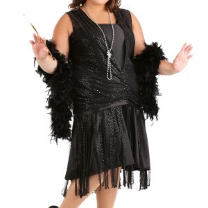 Plus Size Black Jazz Flapper Costume for Women
