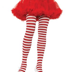 Plus Size White / Red Striped Tights