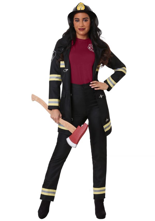 Plus Size Women's Black Firefighter Costume