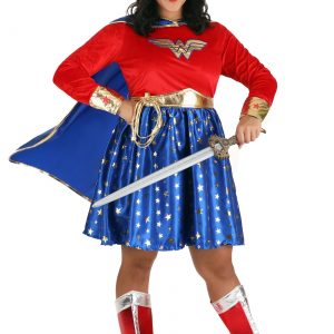 Plus Size Wonder Woman Long Sleeve Dress Costume