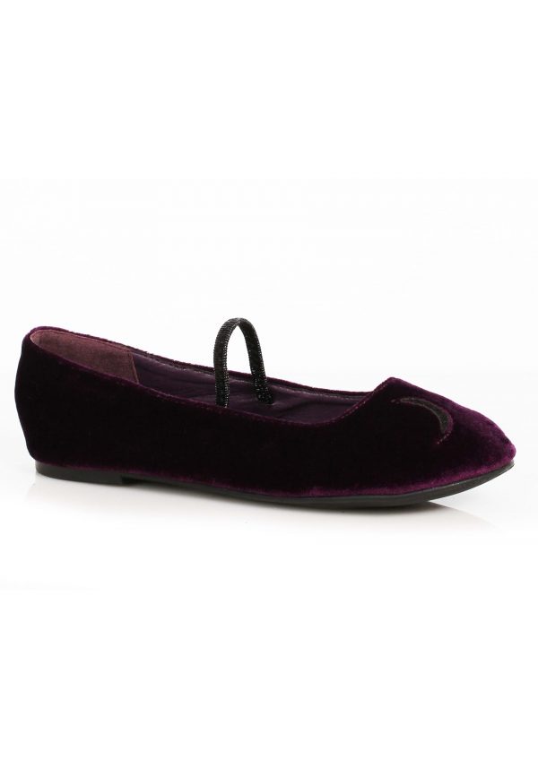 Purple Crescent Witch Ballet Flat Shoes for Girls