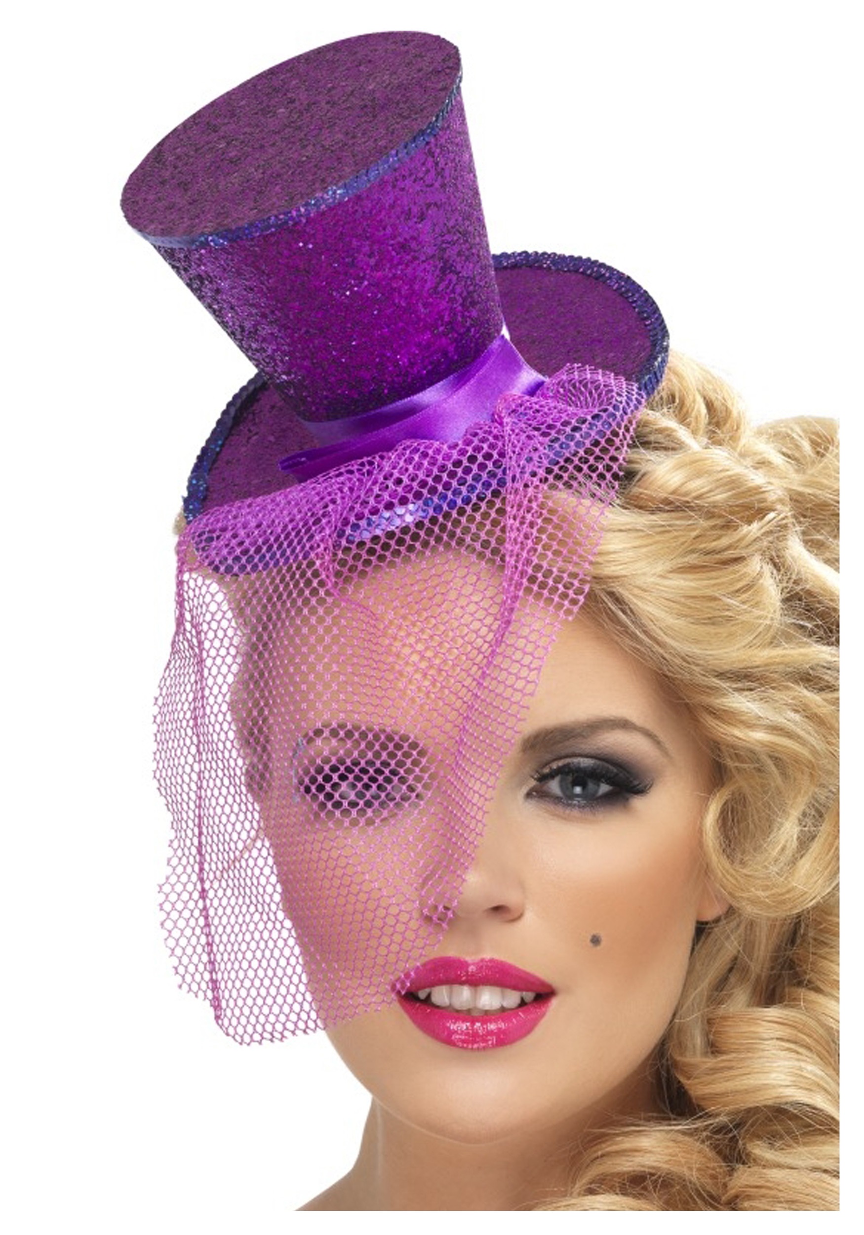 Purple Glitter Mini Top Hat