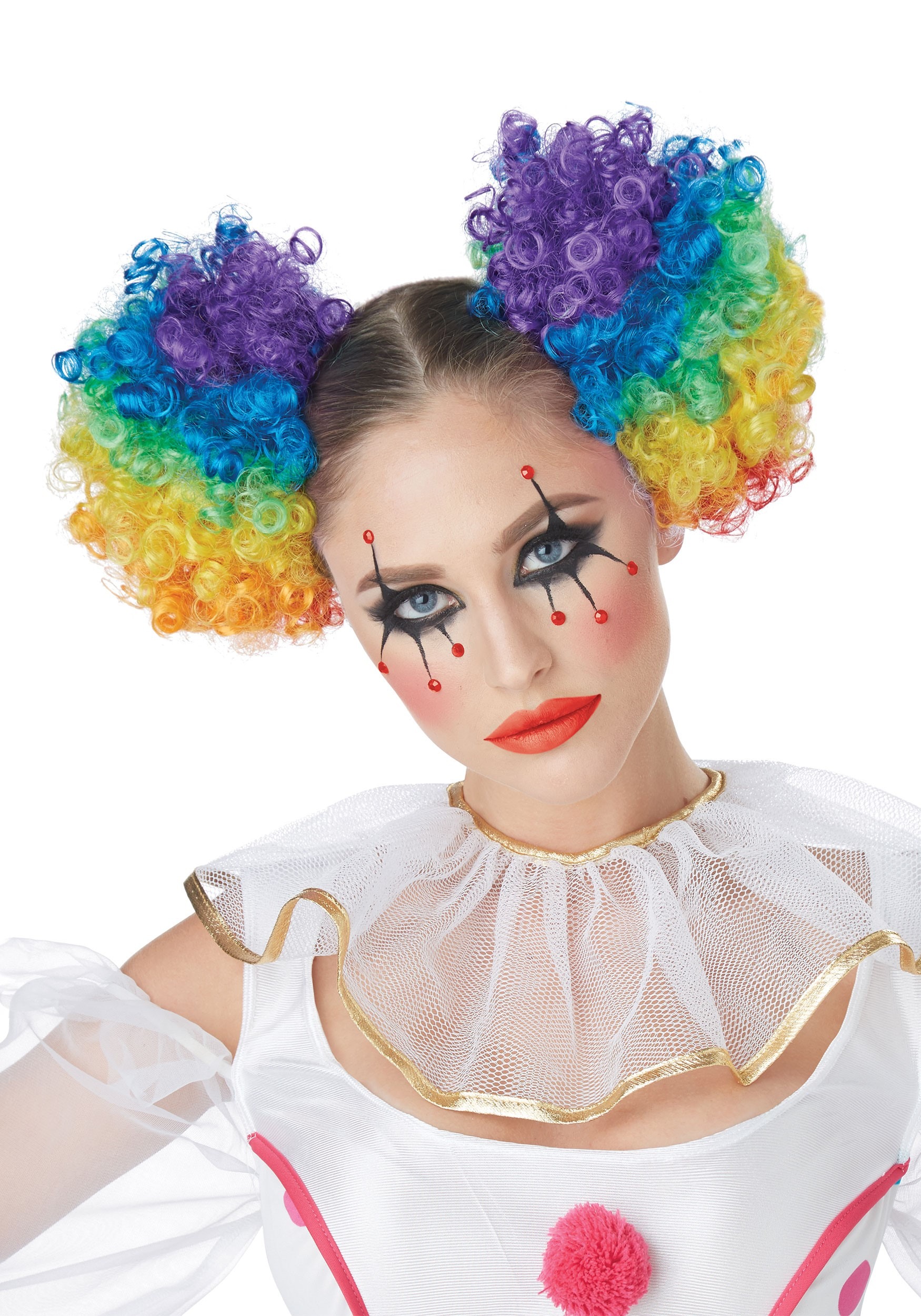 Rainbow Puffs Clown Wig