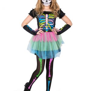 Rainbow Skeleton Girl Costume