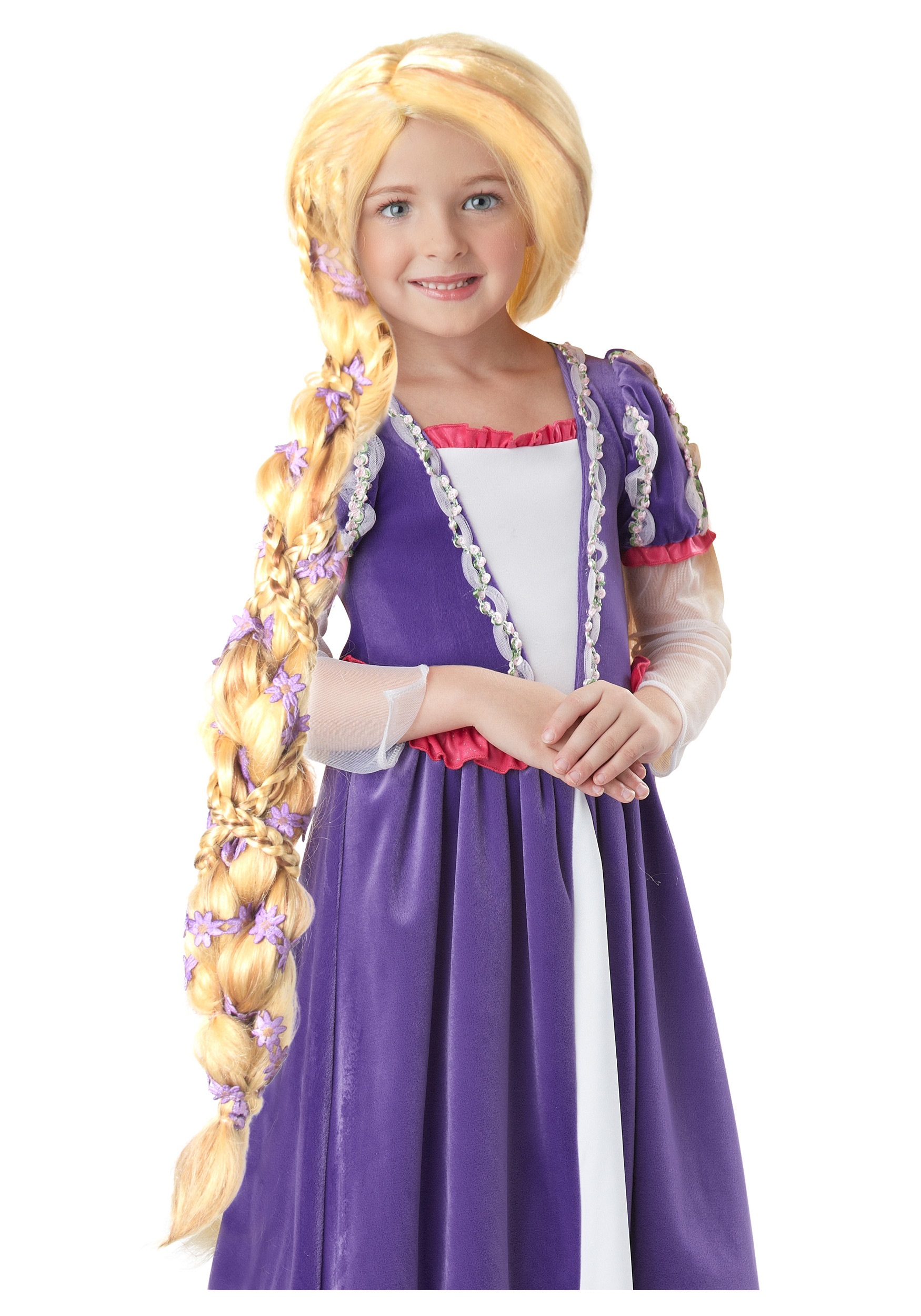 Rapunzel Costume Wig with Flowers for Girls