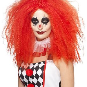 Red Crimped Clown Wig for Women