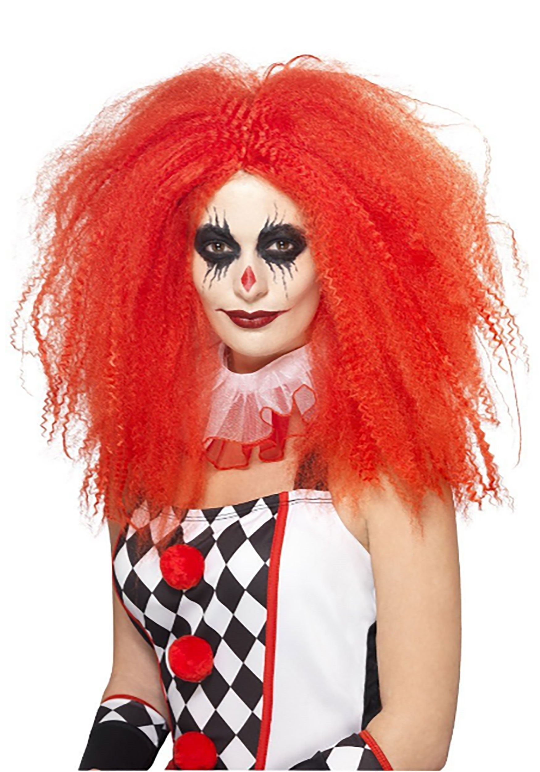 Red Crimped Clown Wig for Women