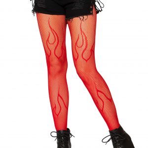 Red Flame Net Womens Tights