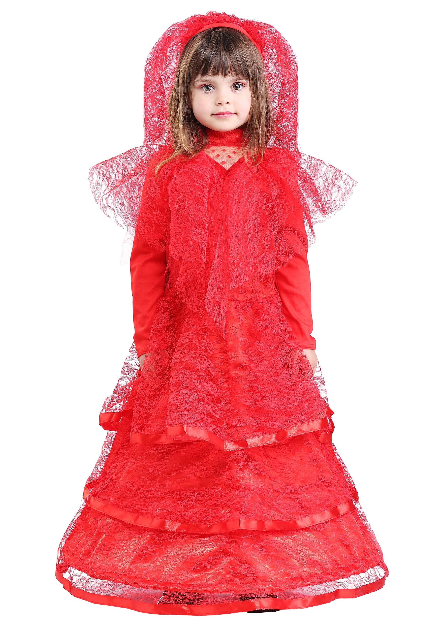 Red Gothic Wedding Dress Costume for Toddlers