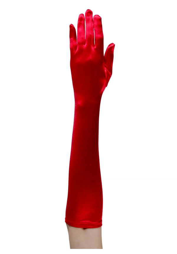 Red Plus Size Elbow Length Gloves