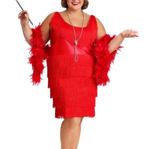 Red Plus Size Flapper Costume for Women