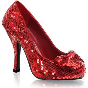Red Sequin High Heel Shoes