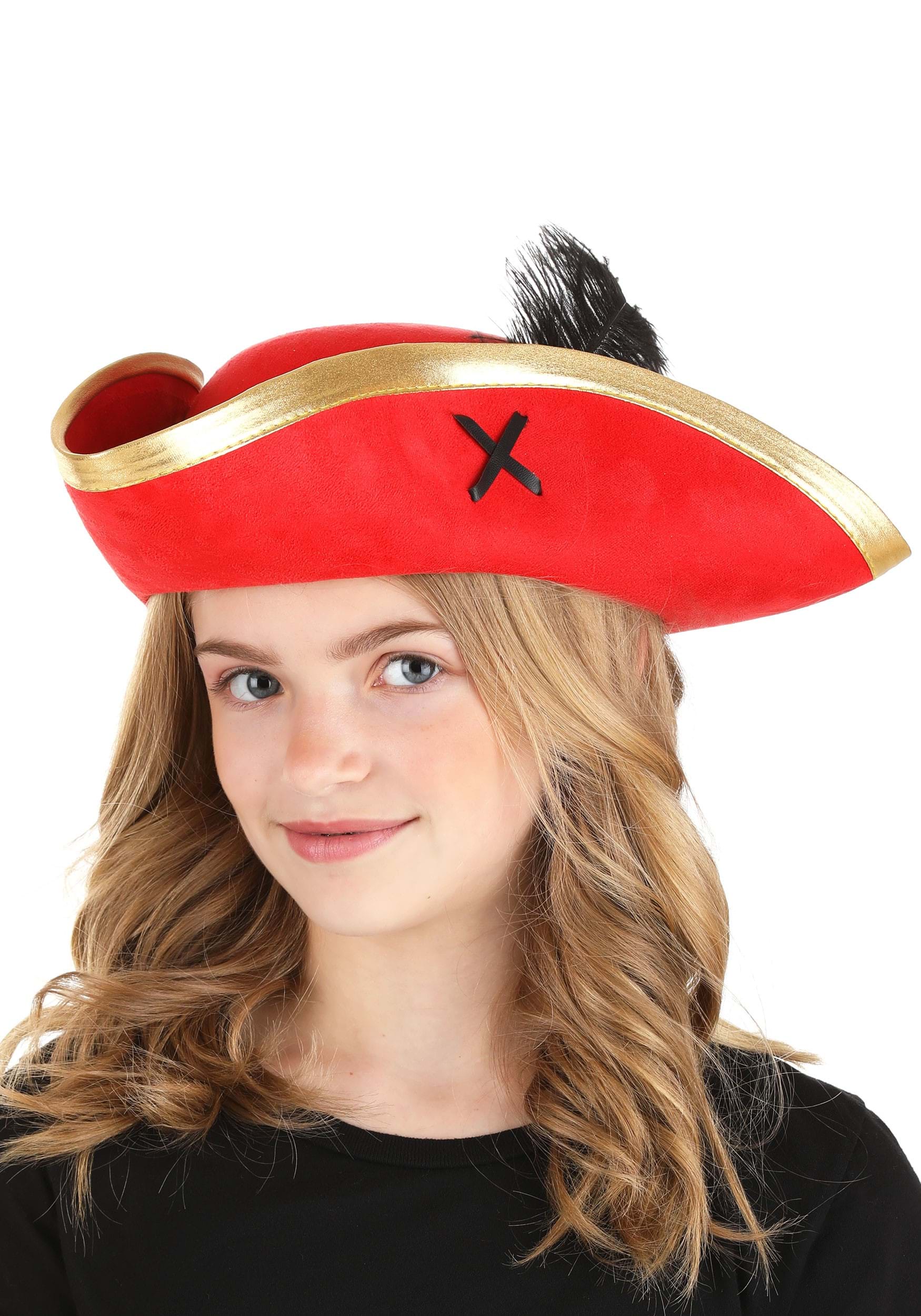 Red Skull and Crossbones Pirate Costume Hat