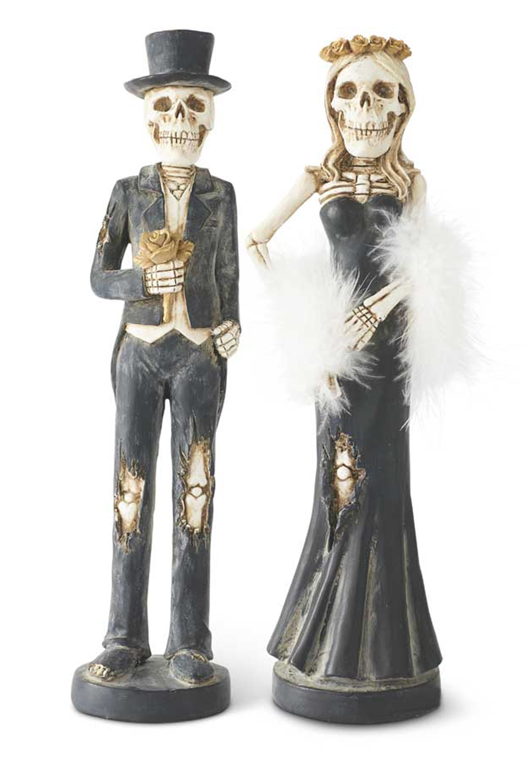 Resin Skeleton Lady and Man Tapered Candlesticks Decoration