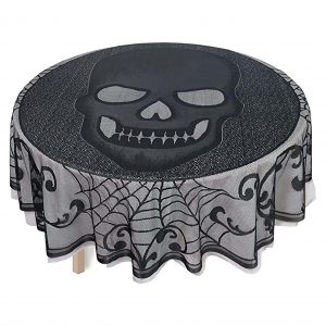 Round 70" Skull Lace Table Cover