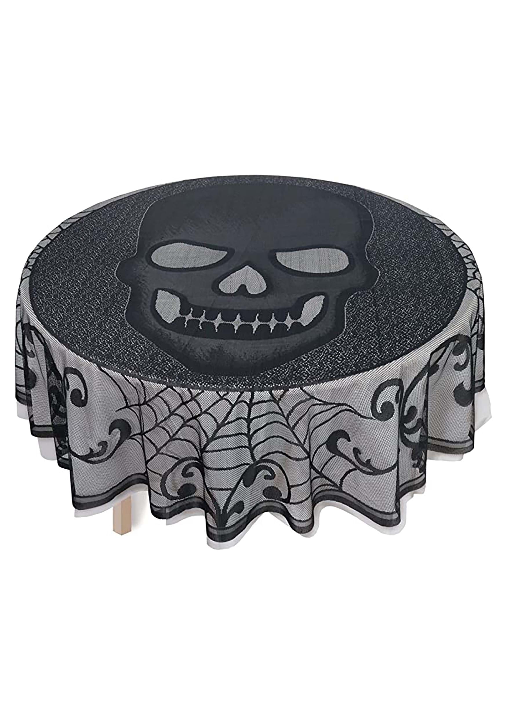 Round 70" Skull Lace Table Cover