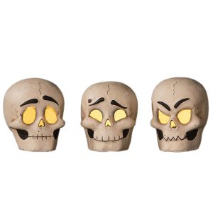 Set of 3 Luminary Skully Head Decoration