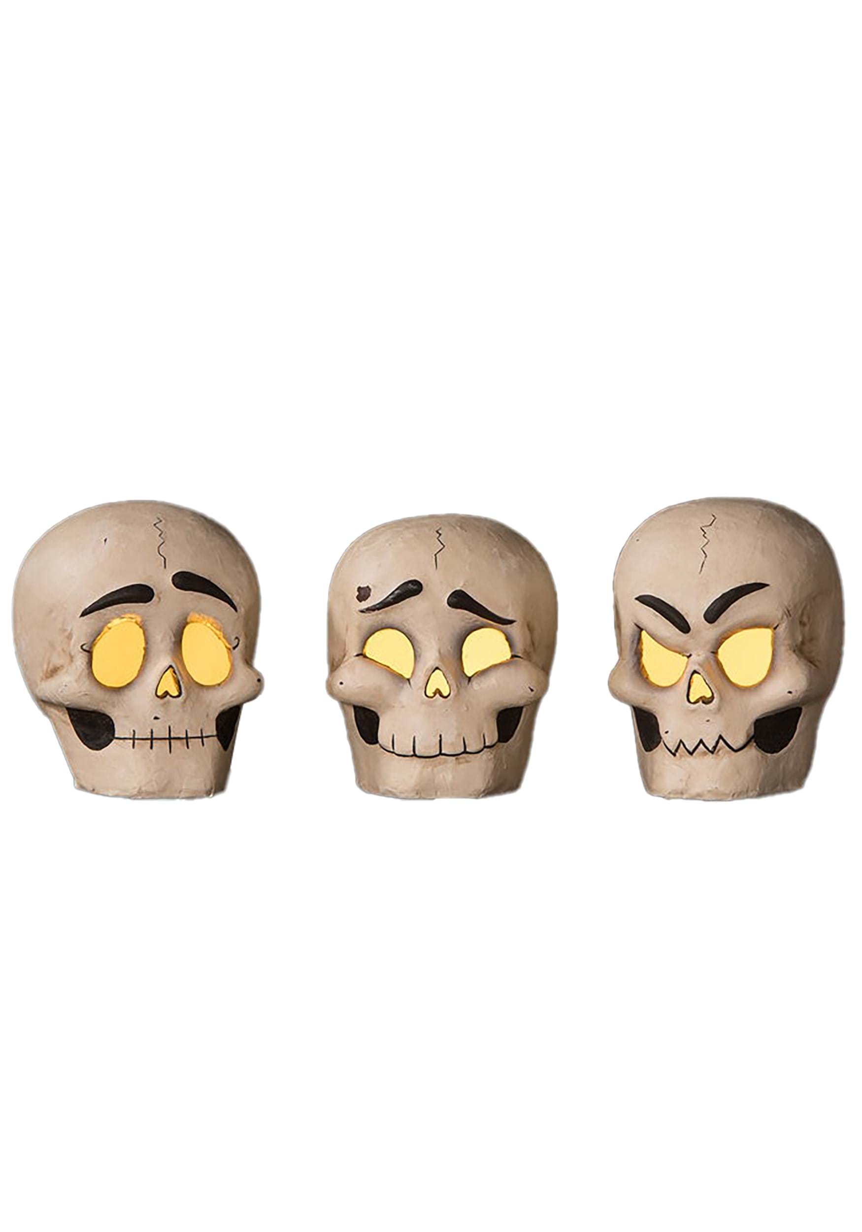 Set of 3 Luminary Skully Head Decoration