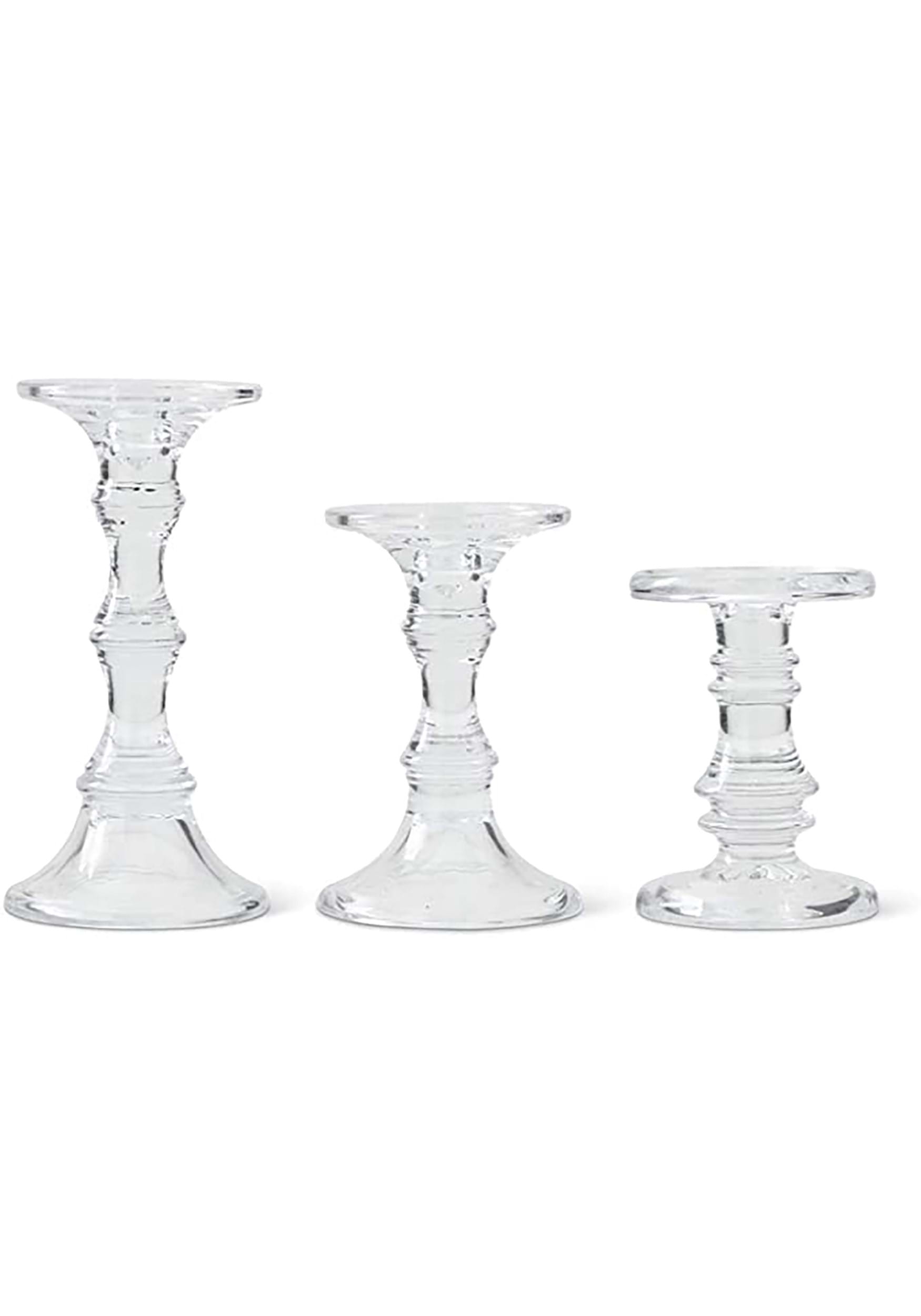 Set of 3 Short Glass Candleholders Prop