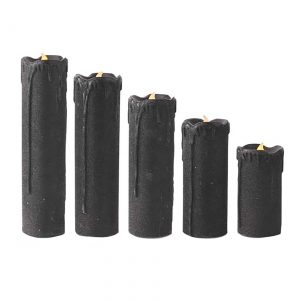Set of 5 Black Glitter Decorative LED Candles