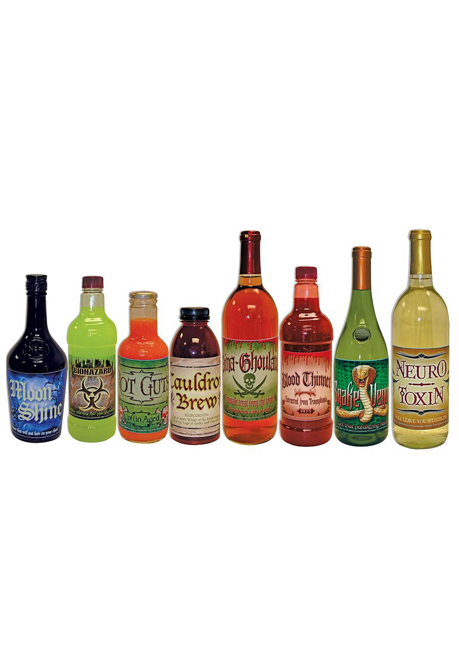 Set of 8 Scary Bottle Labels