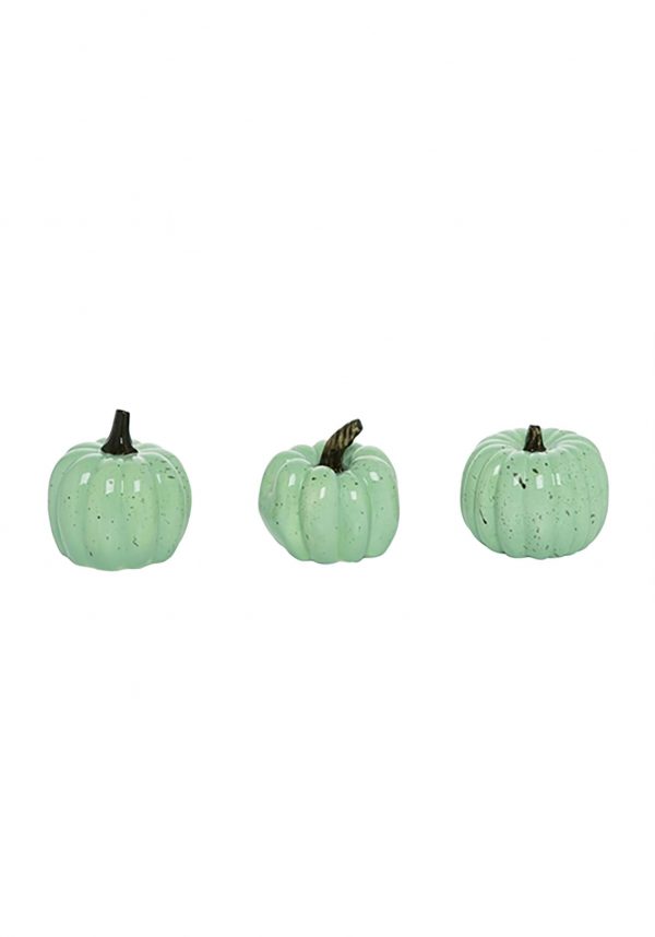 Set of Three 4" Mint Speckle Pumpkins