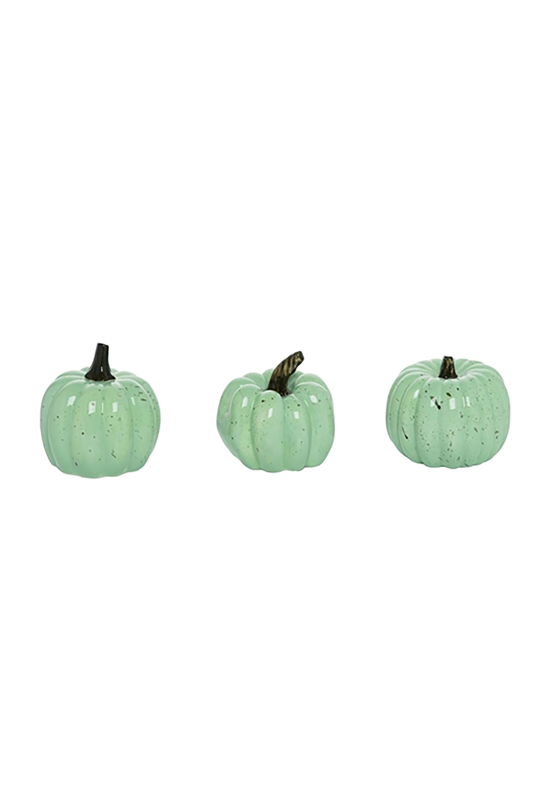 Set of Three 4″ Mint Speckle Pumpkins