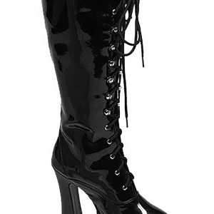 Sexy Black Faux Leather Knee High Boots