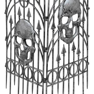 Silver Skull Fence Halloween Decoration