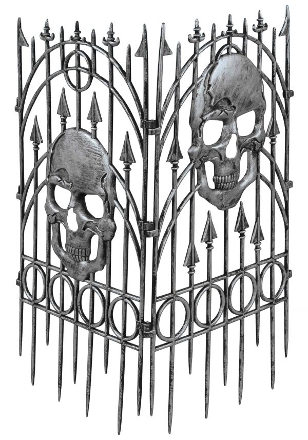 Silver Skull Fence Halloween Decoration