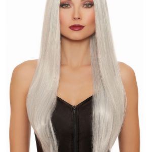 Straight Gray/White Mix Wig Long