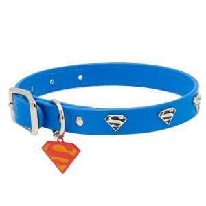 Superman Blue with Shield Embellishments Vegan Dog Collar