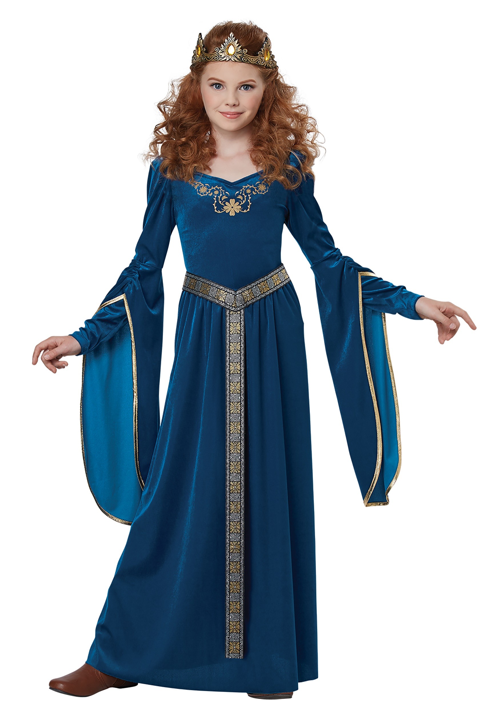 Teal Medieval Princess Girls Costume