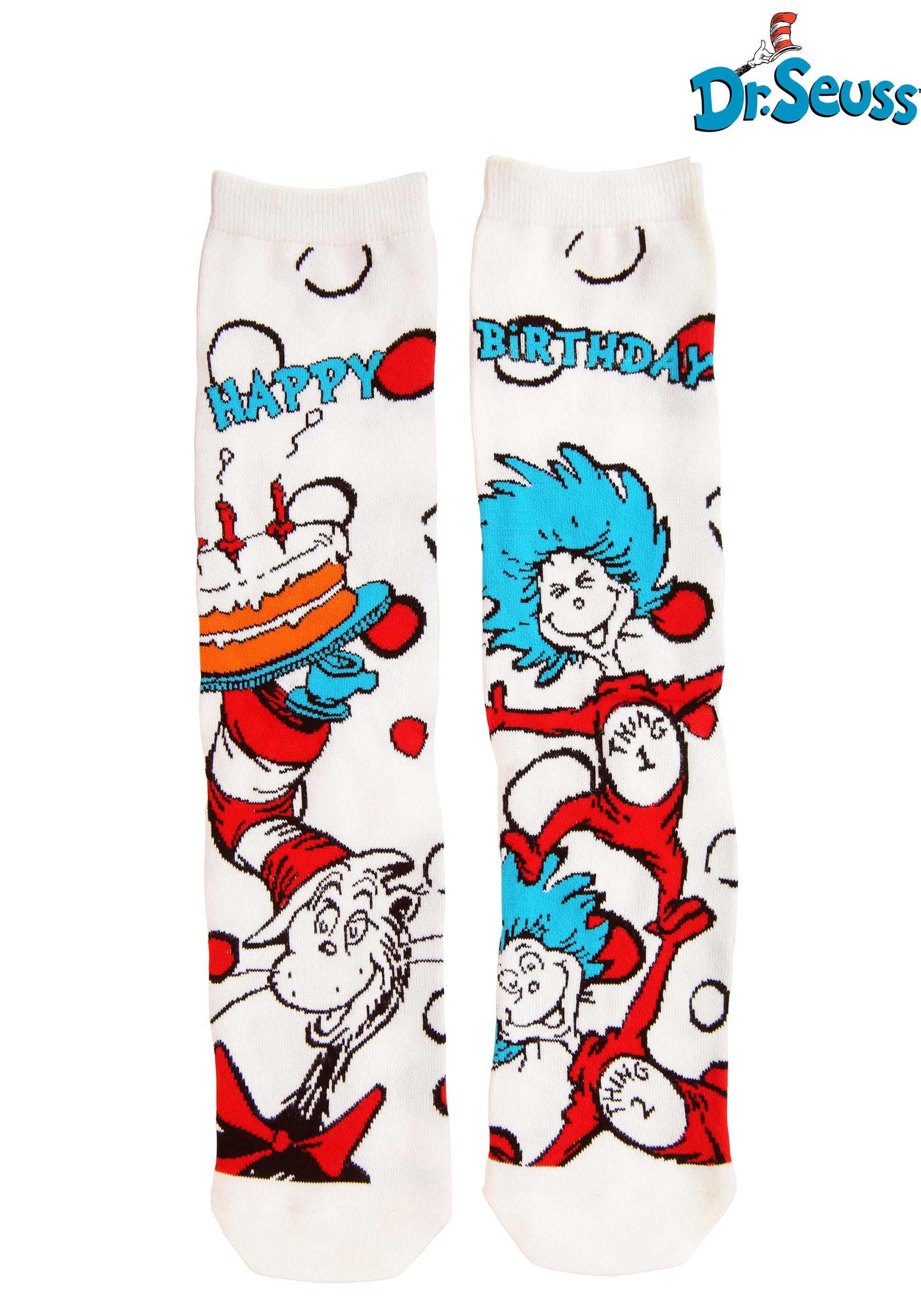 The Cat in the Hat Birthday Adult Crew Socks