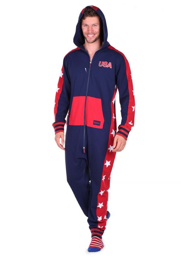 Tipsy Elves Men's USA Stars Jumpsuit Costume