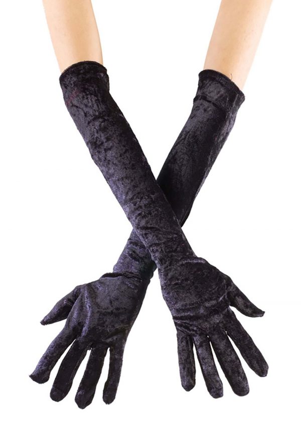 Velvet Long Black Gloves