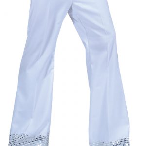 White Sequin Cuff Men's Disco Pants