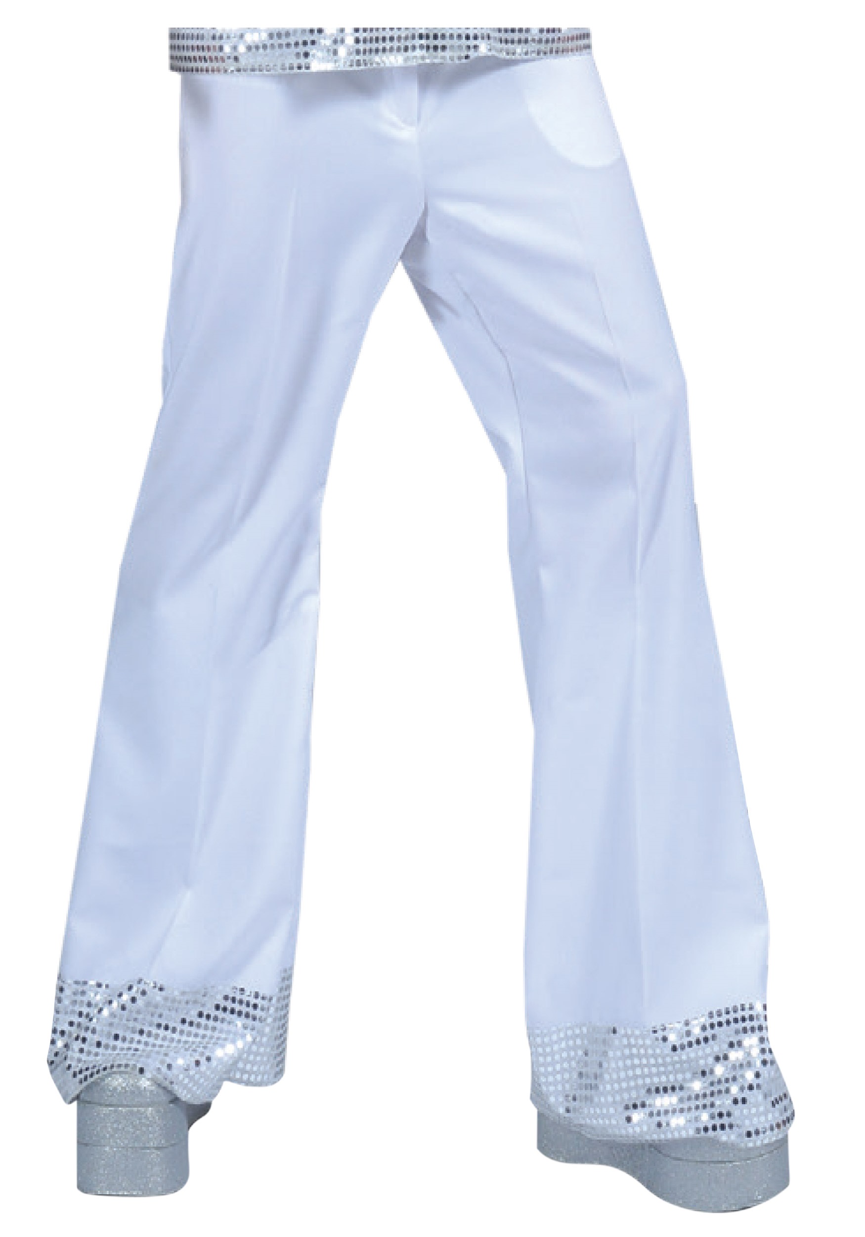 White Sequin Cuff Men’s Disco Pants