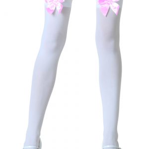 White Stockings with Pink Bows for Women