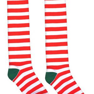 White and Red Striped Adult Socks