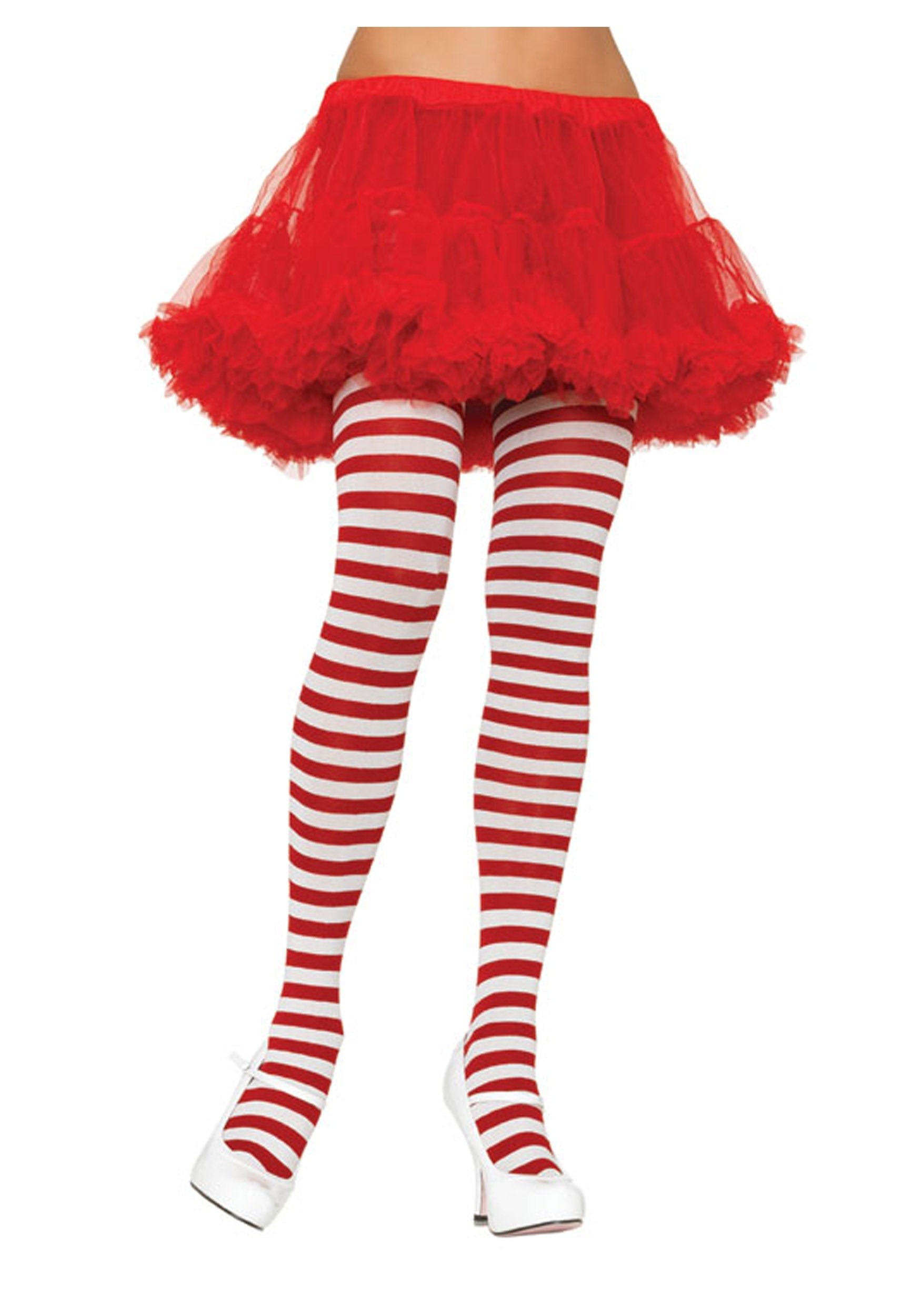 White and Red Striped Tights