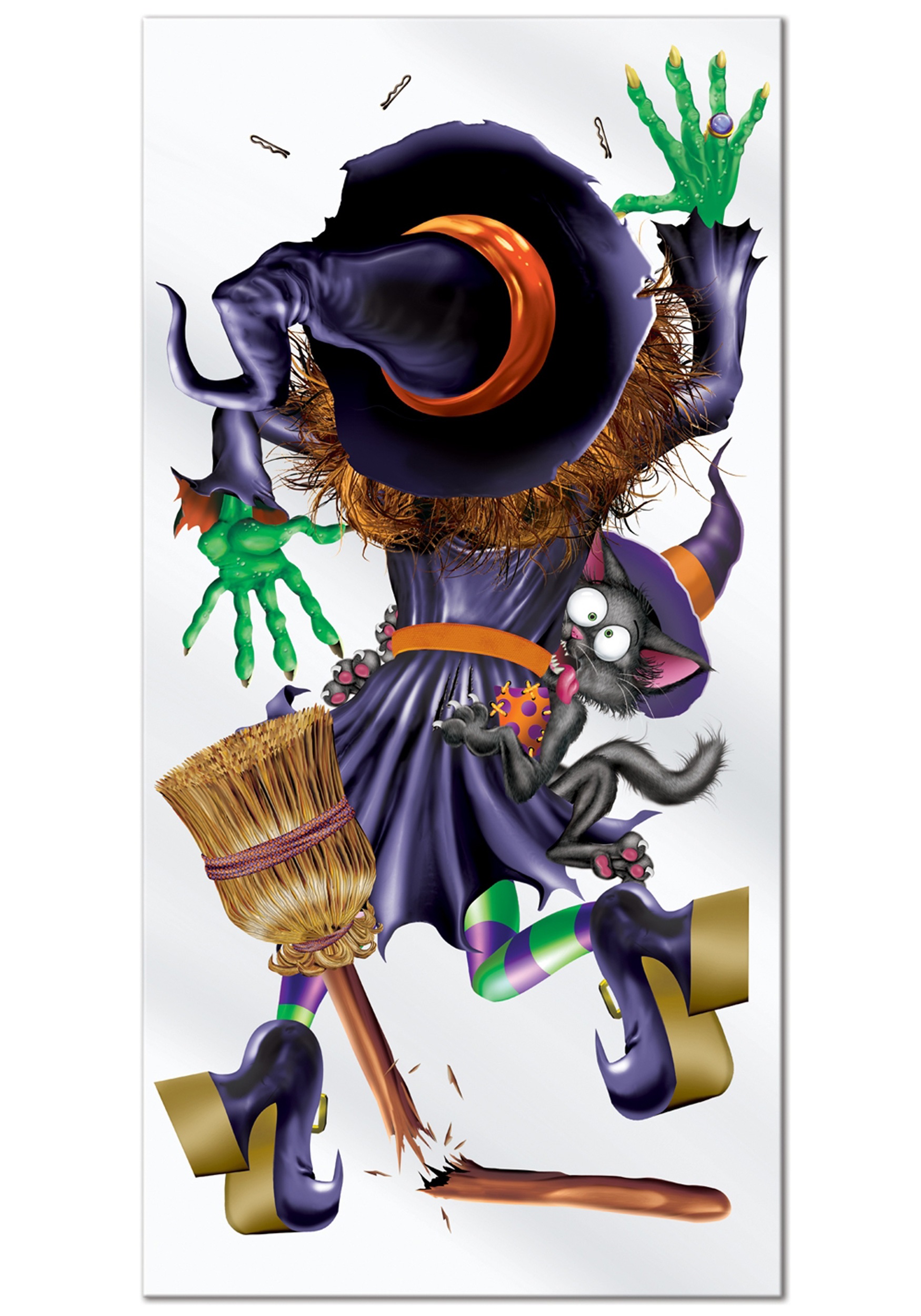 Witch Crashing Door Cover Decoration