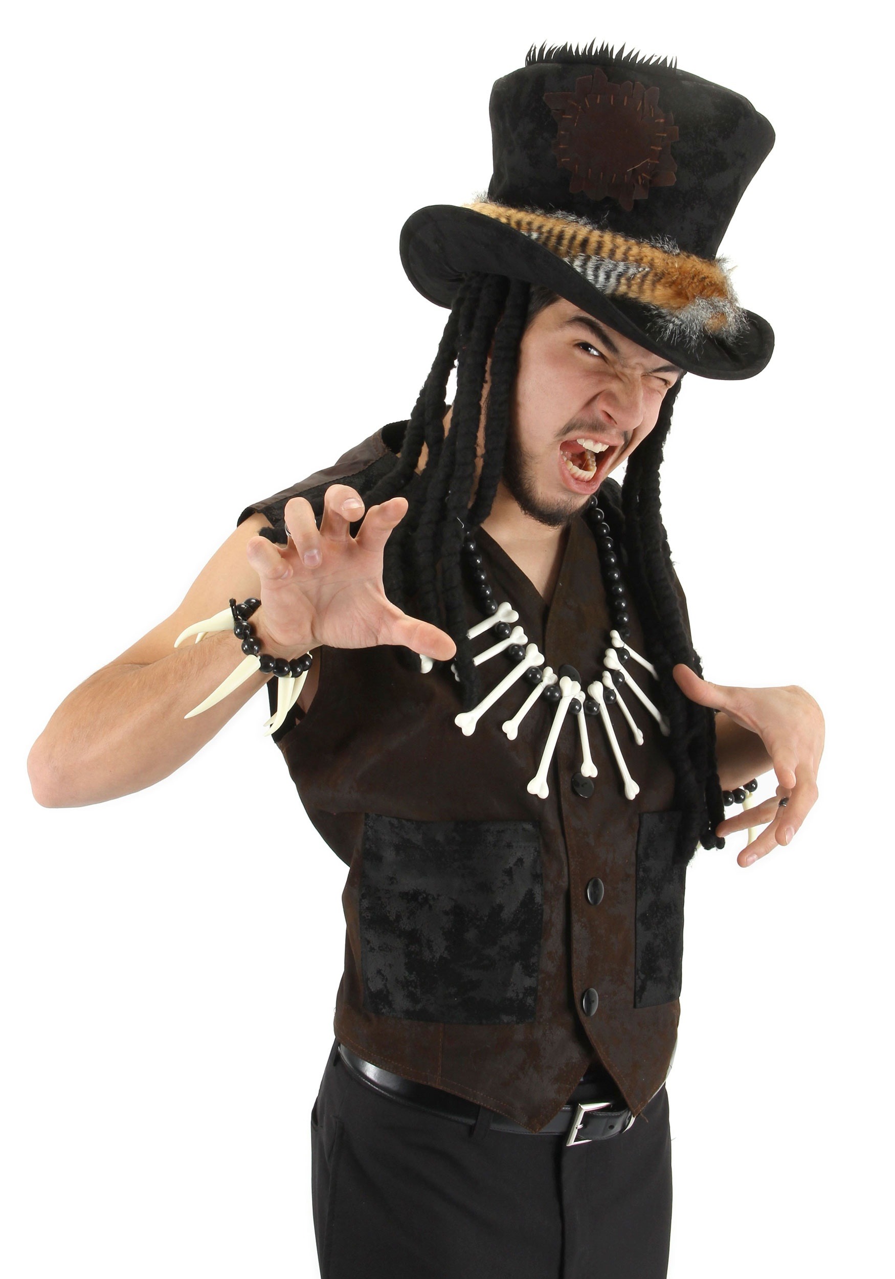 Witch Doctor Costume Hat with Dreadlocks